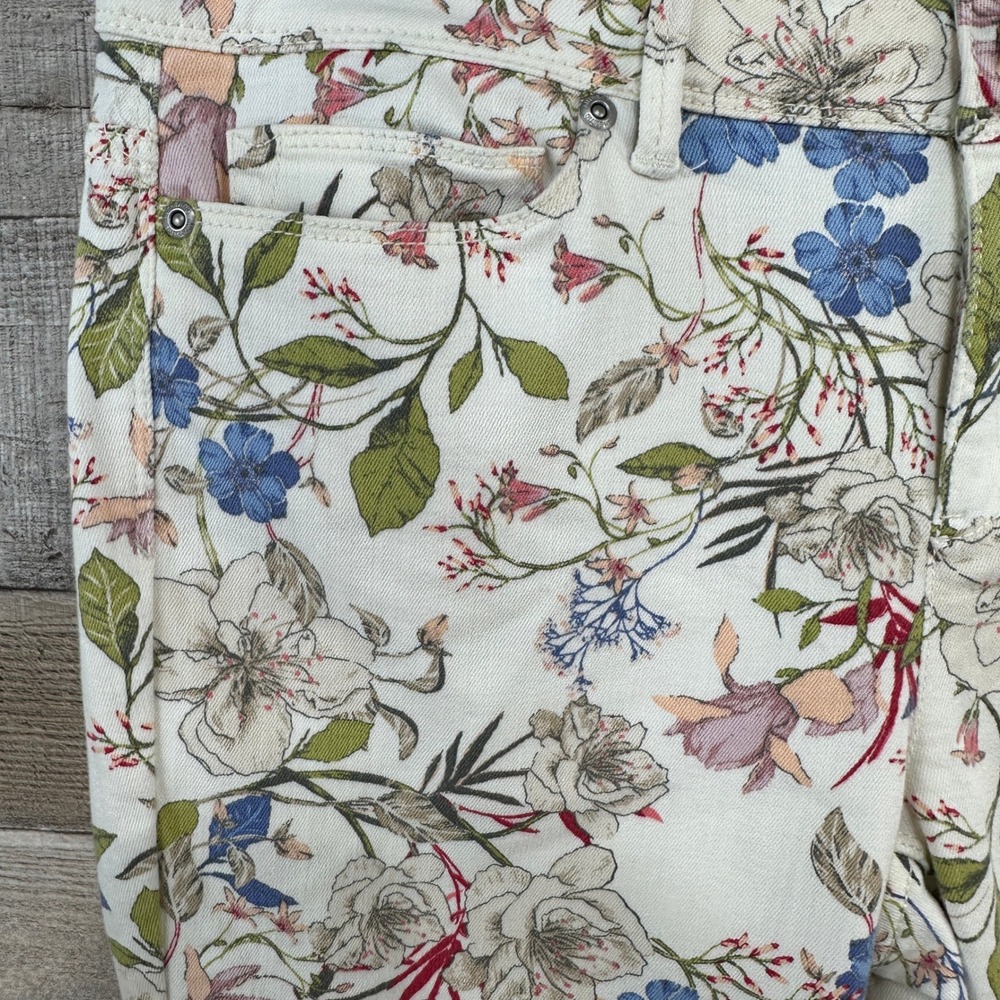 J. Jill Denim Authentic Fit Slim Ankle Floral Print Jeans White Multicolor 8P - Picture 3 of 7